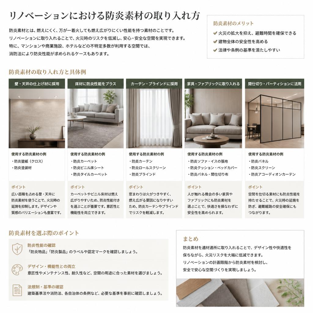 リノベーション時の防炎素材の取り入れ方