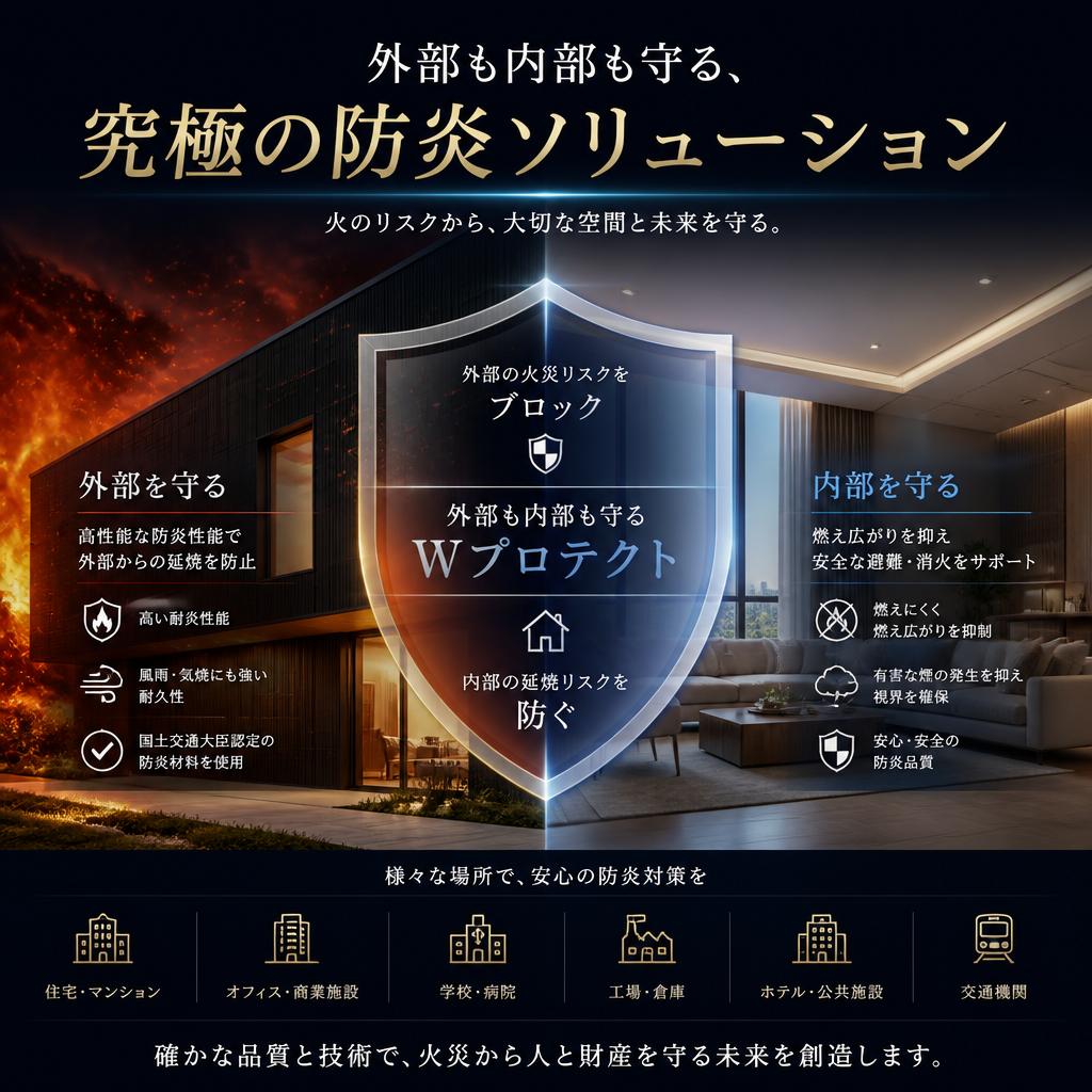 外部も内部も守る、究極の防炎ソリューション